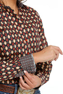 Women's Cinch MSW9165038 Navy Multi-Colored Print Button Down Western Shirt CLOSEOUT