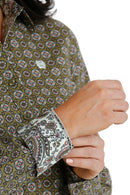 Women's Cinch MSW9165046 Olive Multi Flower Button Down Western Shirt CLOSEOUT