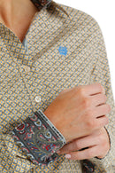 Women's Cinch MSW9165048 Printed Cream Long Sleeve Shirt CLOSEOUT