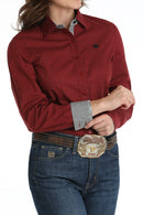 Women's Cinch MSW9165059 Red Print Button Down Western Shirt