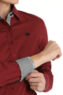 Women's Cinch MSW9165059 Red Print Button Down Western Shirt
