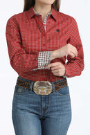 Women's Cinch Red Printed Button Down Long Sleeve Western Shirt