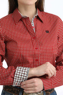 Women's Cinch Red Printed Button Down Long Sleeve Western Shirt