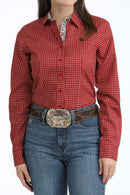 Women's Cinch Red Printed Button Down Long Sleeve Western Shirt