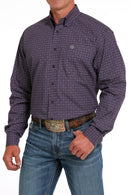 Men's Cinch MTW1105640 Purple Print Button Down Long Sleeve Shirt