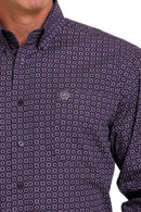 Men's Cinch MTW1105640 Purple Print Button Down Long Sleeve Shirt