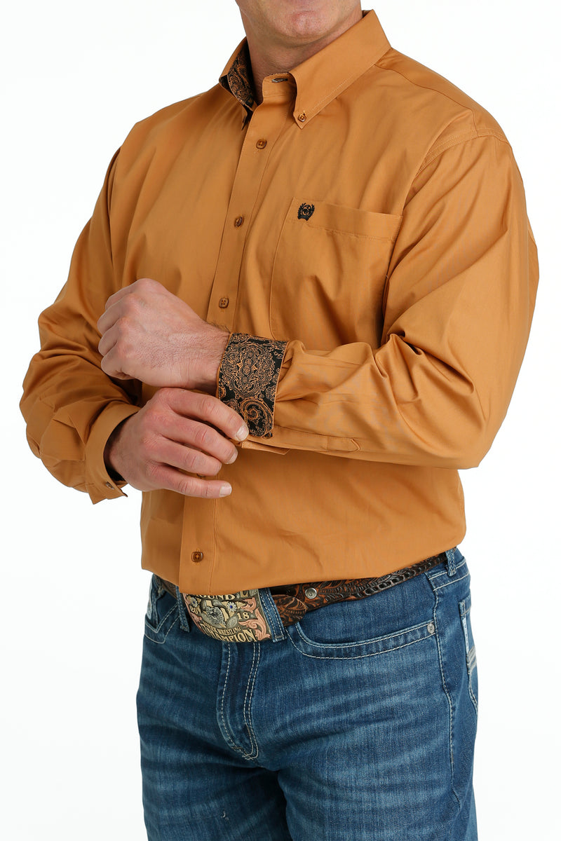 Men's Cinch MTW1105666 Gold Solid Button Down Long Sleeve Shirt