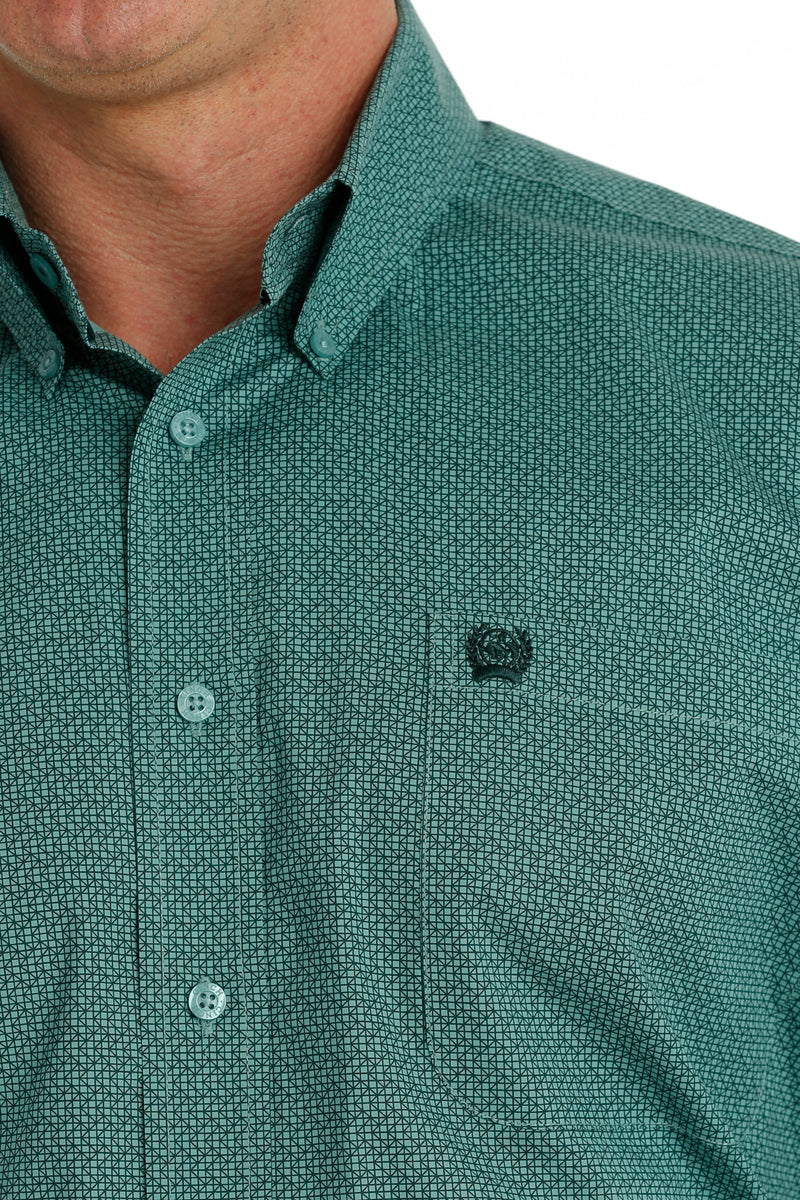 Men's Cinch MTW1105706 Green/Black Geometric Print Button Down Long Sleeve Shirt