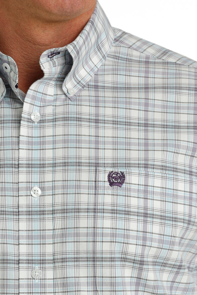 Men's Cinch MTW1105733 Classic White Plaid Button Down Long Sleeve Shirt