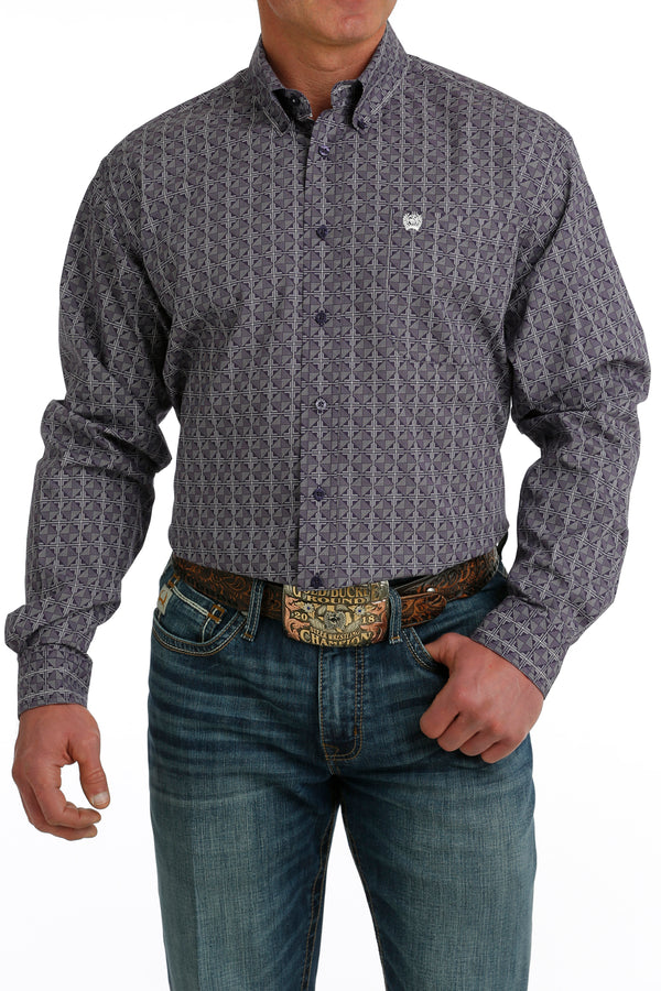 Men's Cinch MTW1105737 Classic Purple Button Down Long Sleeve Shirt