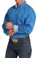 Men's Cinch MTW1105796  Royal Blue Print Button Down Long Sleeve Shirt Closeout