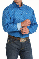 Men's Cinch MTW1105796  Royal Blue Print Button Down Long Sleeve Shirt Closeout