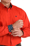 Men's Cinch MTW1105805 Red Print Button Down Long Sleeve Shirt