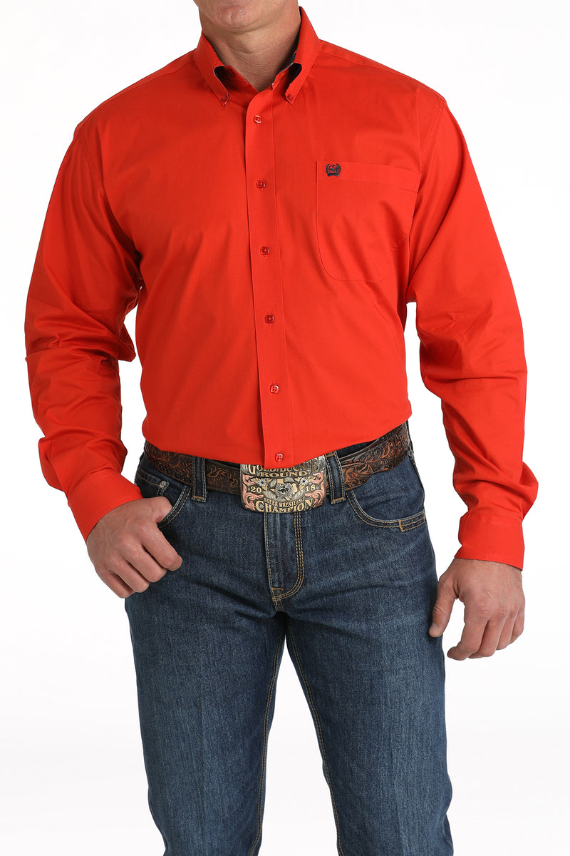 Men's Cinch MTW1105805 Red Print Button Down Long Sleeve Shirt
