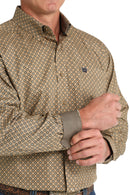 Men's Cinch Brown Multi Print Button Down Long Sleeve Shirt