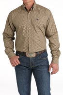 Men's Cinch Brown Multi Print Button Down Long Sleeve Shirt