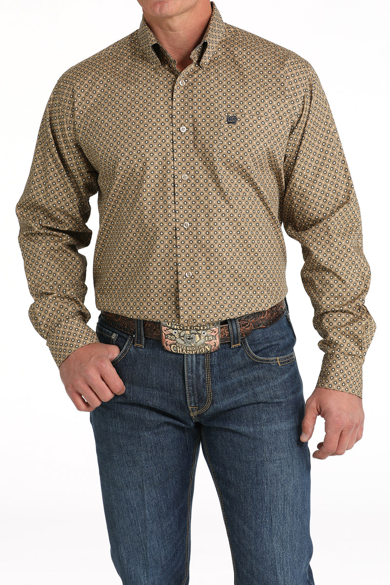 Men's Cinch MTW1105810 Brown Button Down Long Sleeve Shirt