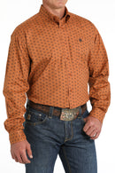 Men's Cinch Burnt Orange Button Down Long Sleeve Shirt