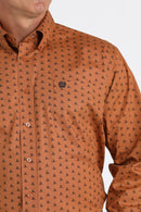 Men's Cinch Burnt Orange Button Down Long Sleeve Shirt