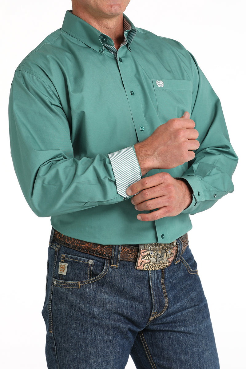 Men's Cinch MTW1105826 Green Button Down Long Sleeve Shirt