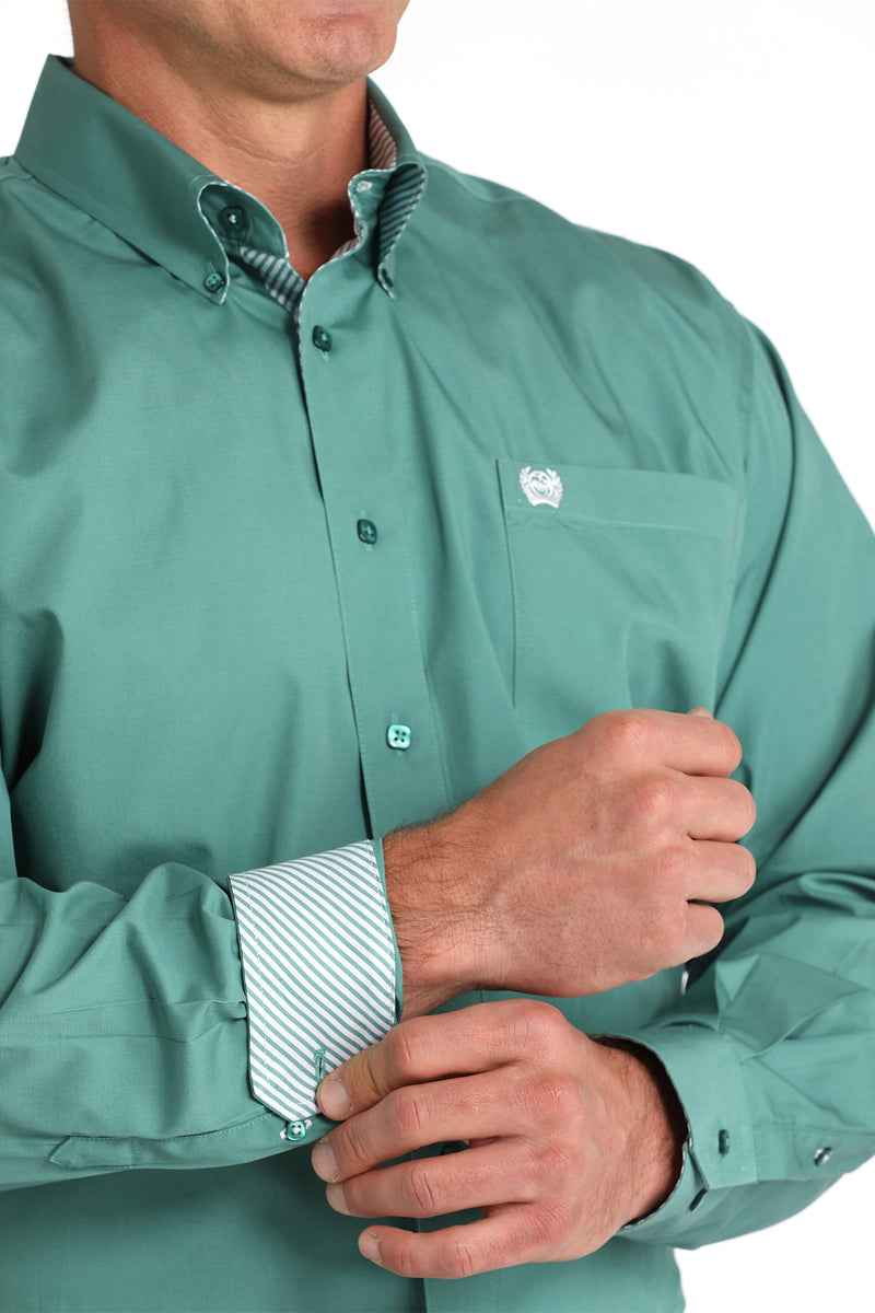 Men's Cinch MTW1105826 Green Button Down Long Sleeve Shirt