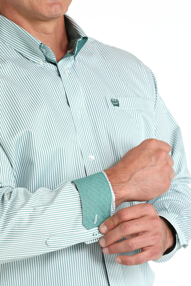 Men's Cinch MTW1105827 Green Button Down Long Sleeve Shirt