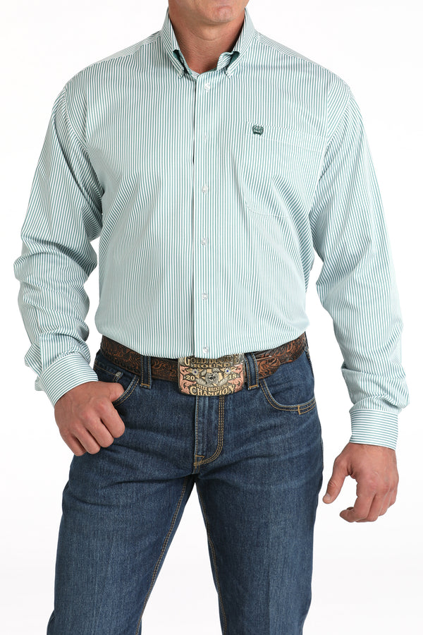 Men's Cinch MTW1105827 Green Button Down Long Sleeve Shirt