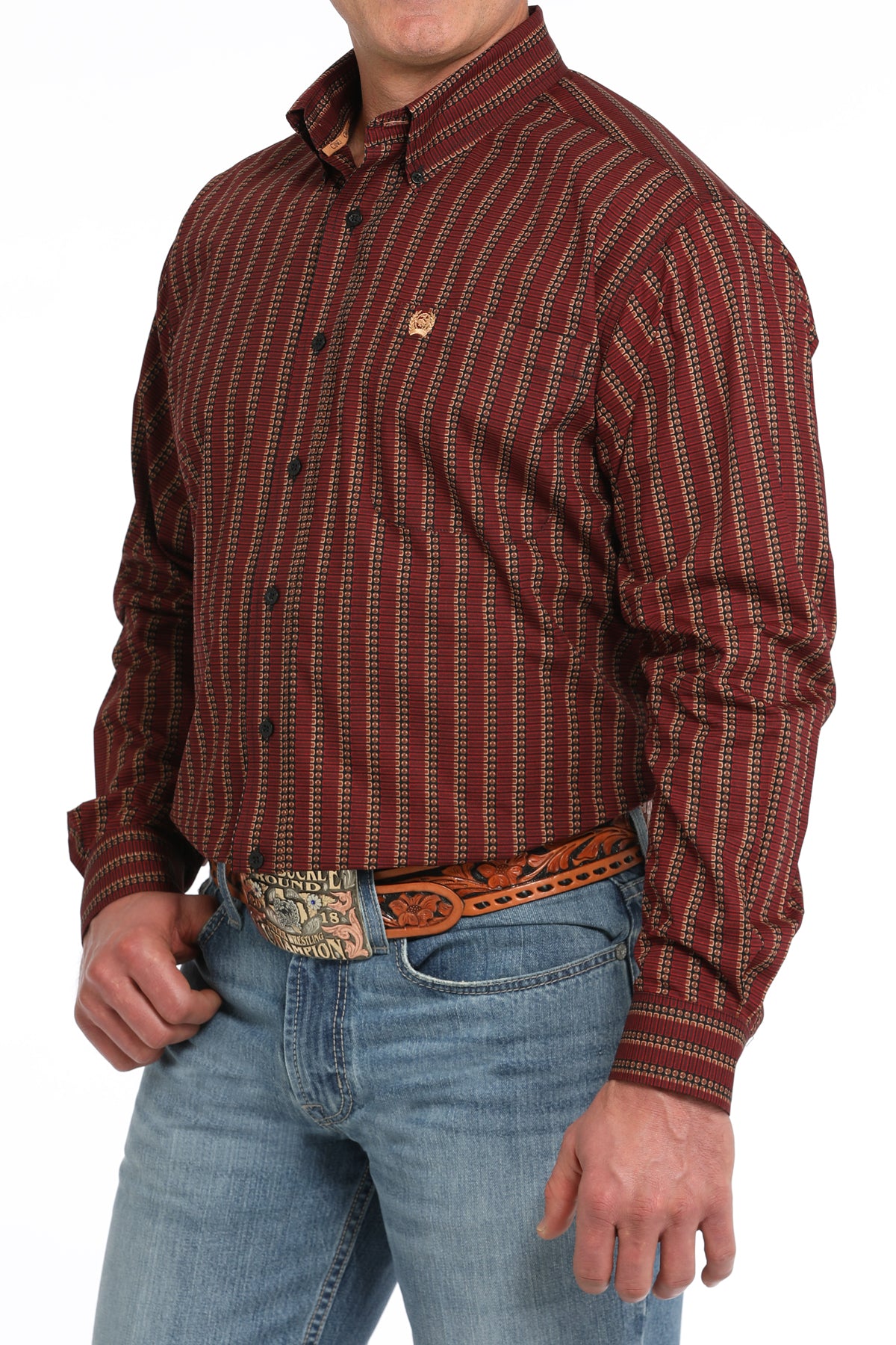 Men's Cinch Red Shot Shells Print Button Down Long Sleeve Shirt *CLOSEOUT*