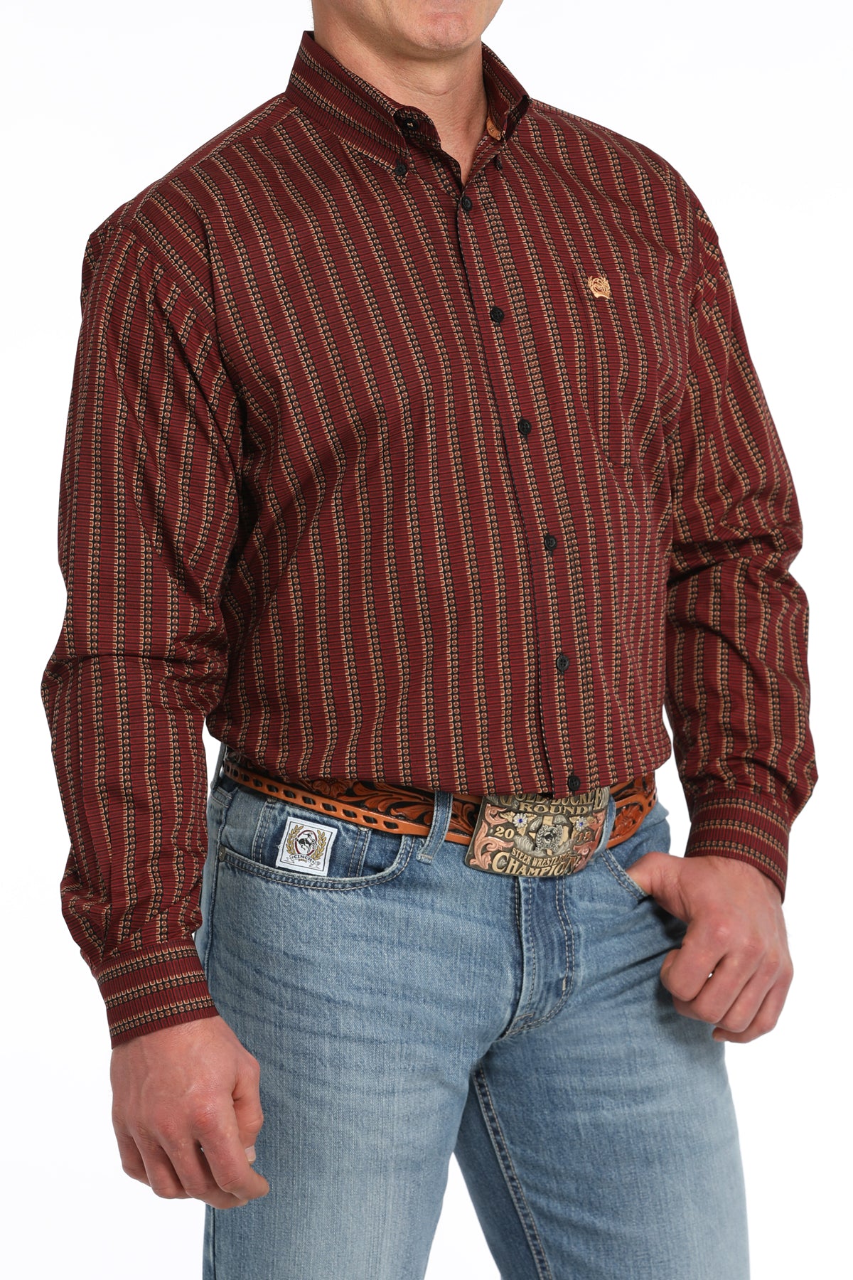 Men's Cinch Red Shot Shells Print Button Down Long Sleeve Shirt *CLOSEOUT*