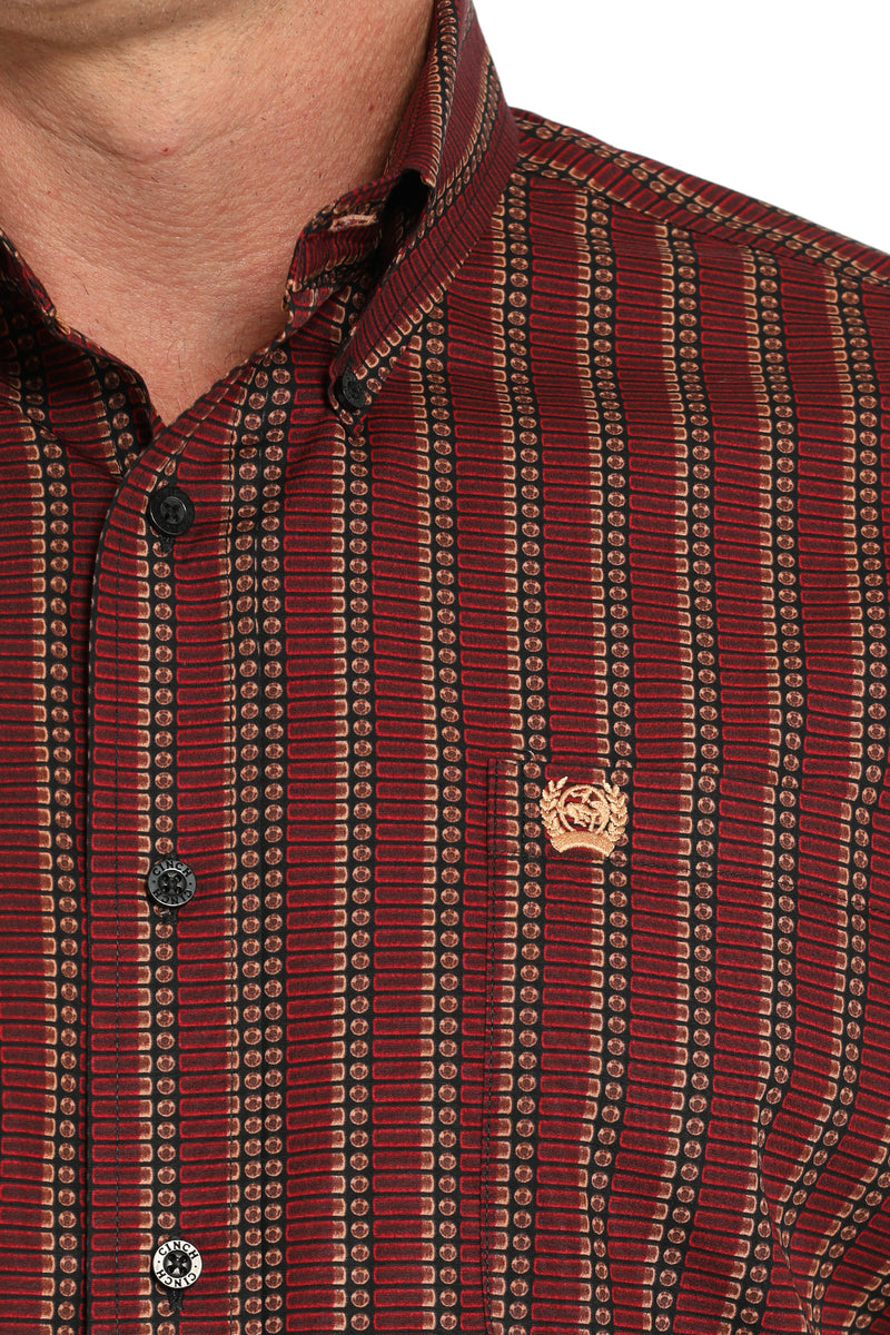 Men's Cinch MTW1105842 Red Shot Shells Print Button Down Long Sleeve Shirt