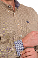 Men's Cinch MTW1105852 Gold Geometric Print Button Down Long Sleeve Shirt *CLOSEOUT*