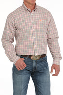 Men's Cinch MTW1105874 White Plaid Button Down Long Sleeve Shirt *CLOSEOUT*