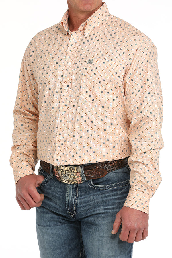 Men's Cinch MTW1105884 Orange Print Button Down Long Sleeve Shirt