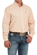 Men's Cinch Orange Print Button Down Long Sleeve Shirt