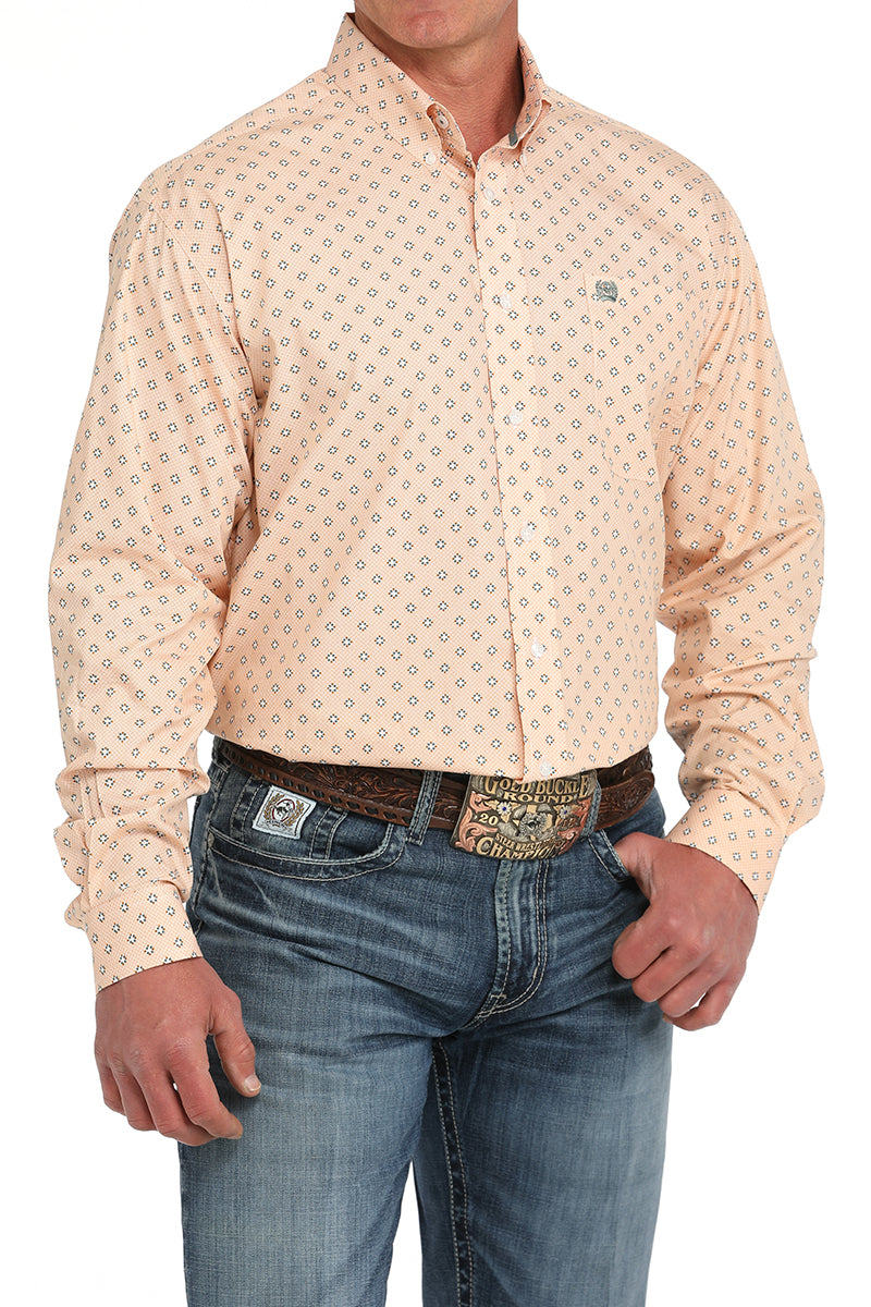 Men's Cinch MTW1105884 Orange Print Button Down Long Sleeve Shirt