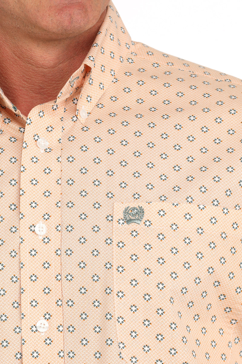 Men's Cinch MTW1105884 Orange Print Button Down Long Sleeve Shirt