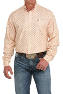 Men's Cinch Orange Print Button Down Long Sleeve Shirt