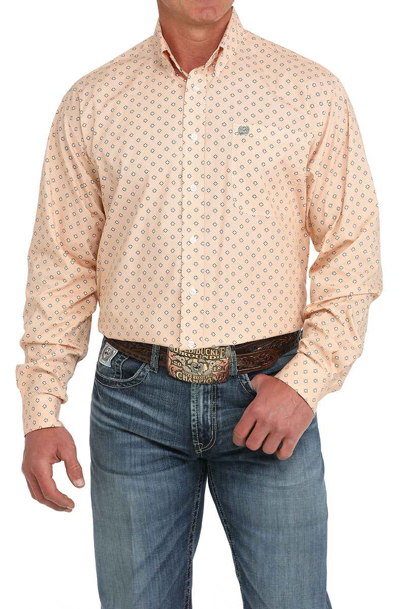 Men's Cinch MTW1105884 Orange Print Button Down Long Sleeve Shirt
