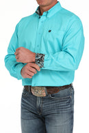 Men's Cinch MTW1105903 Turquoise Solid Button Down Long Sleeve Shirt