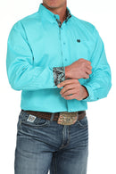 Men's Cinch MTW1105903 Turquoise Solid Button Down Long Sleeve Shirt