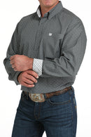 Men's Long Sleeve Western Shirt with Printed Cotton Plain Weave
L/S Button Down
Gray Buttons with Contrast trim front view