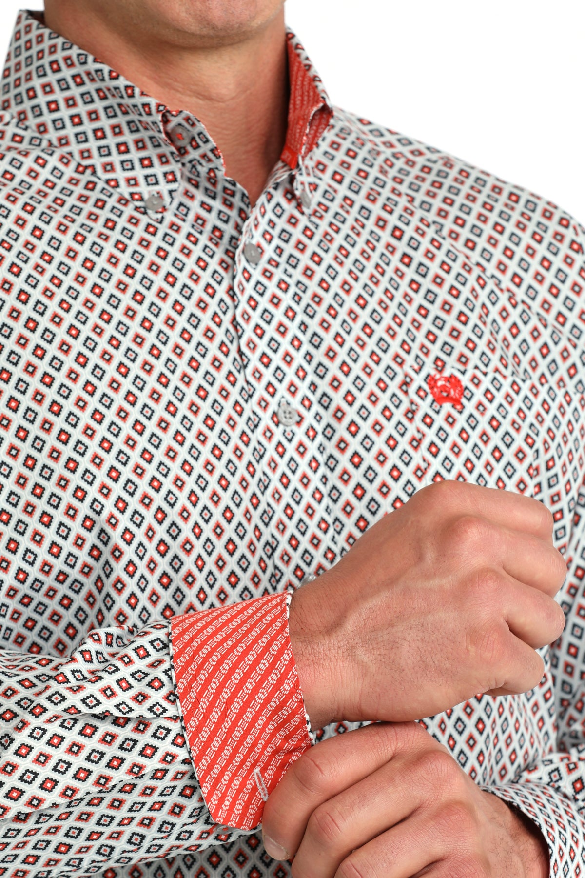 Men's Cinch Gray Diamond Print Classic Fit Button-Down Western Shirt