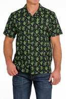 Men's Cinch MTW1401019 Short Sleeve Christmas Cactus Camp Shirt *CLOSEOUTS*