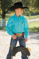 Boy's Cinch MTW7060374 Turquoise Long Sleeve Button Down Shirt