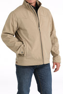 Khaki Cinch conceal carry jacket. Front right view.