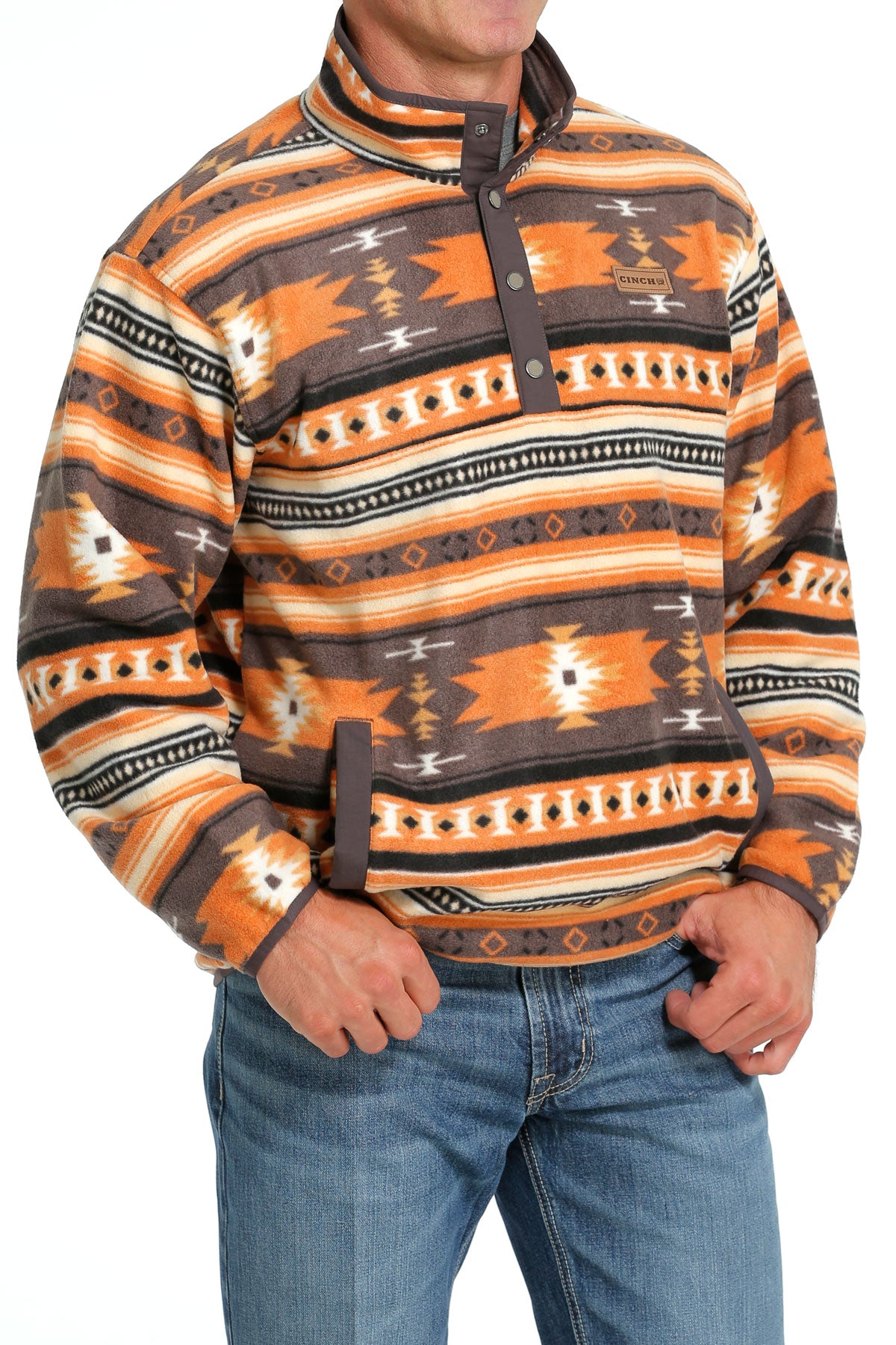 Men's Cinch MWK1514019 Stripe Print Quarter Snap Fleece Pullover *CLOSEOUT*