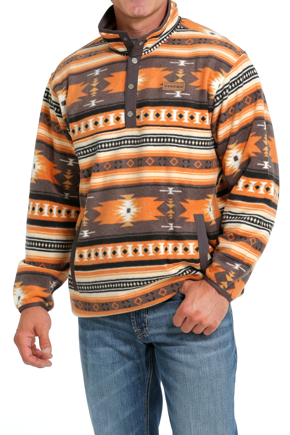 Men's Cinch MWK1514019 Stripe Print Quarter Snap Fleece Pullover *CLOSEOUT*