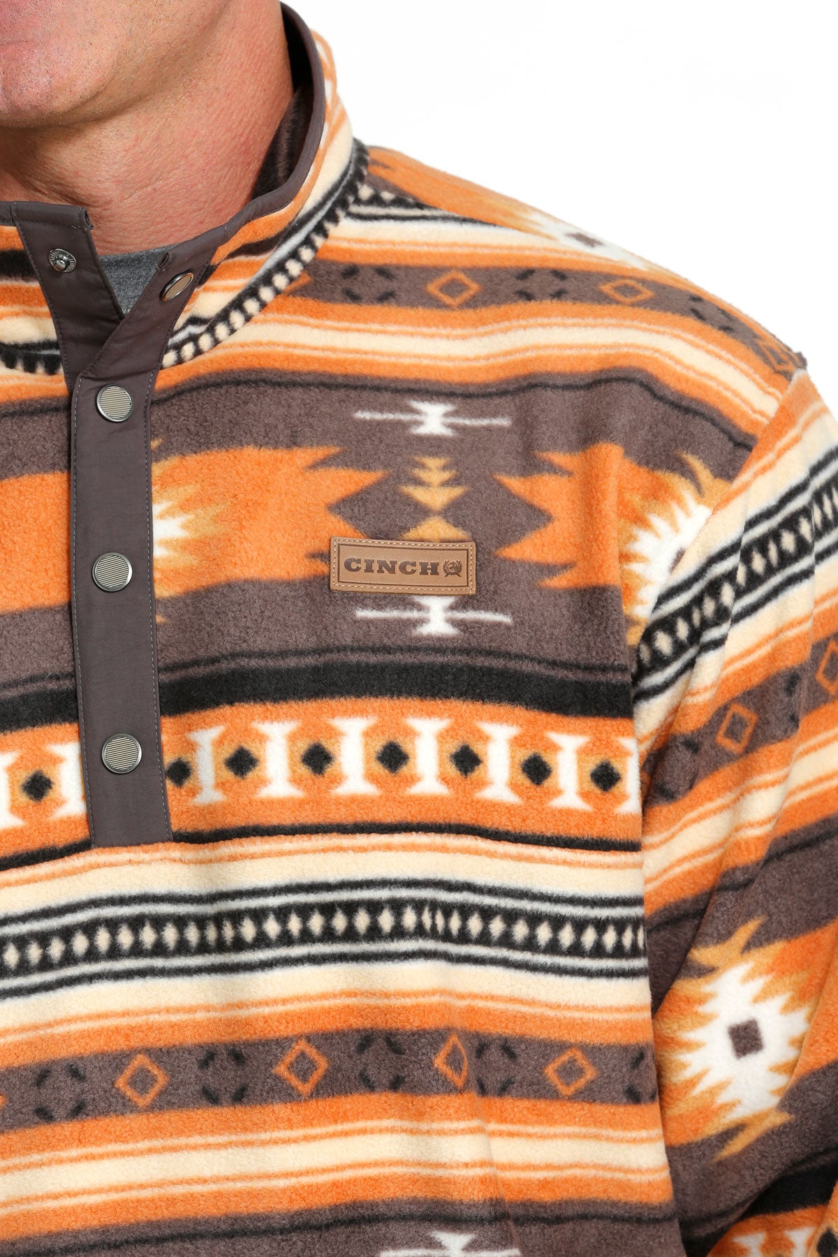 Men's Cinch MWK1514019 Stripe Print Quarter Snap Fleece Pullover *CLOSEOUT*