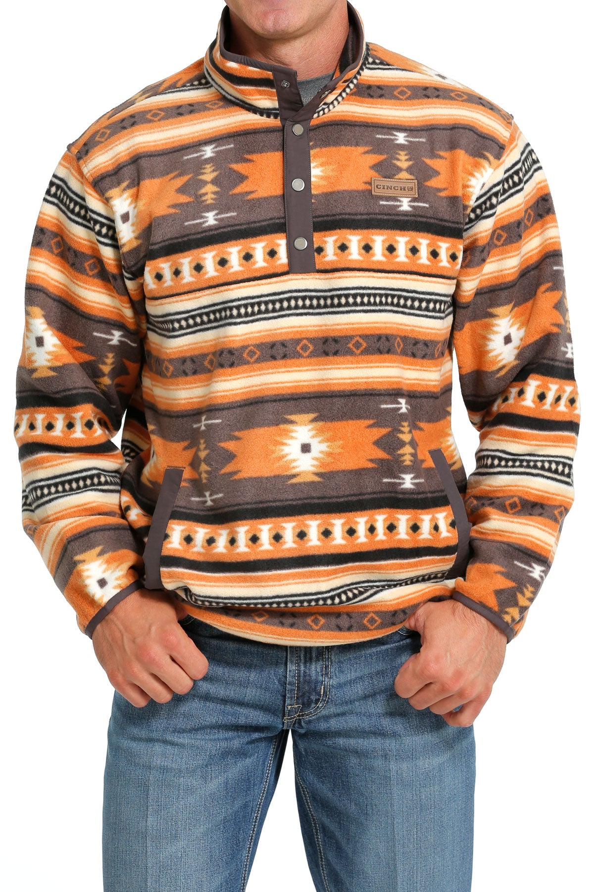 Men's Cinch MWK1514019 Stripe Print Quarter Snap Fleece Pullover *CLOSEOUT*
