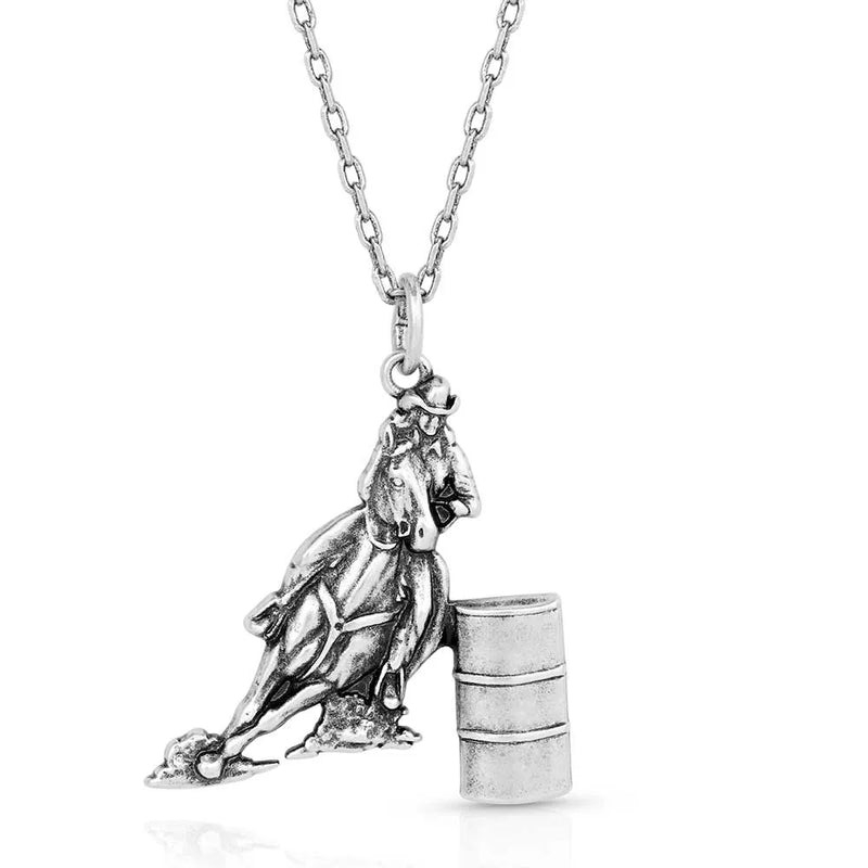 Montana Silversmiths NC5660 Silver Tone Barrel Racer Pendant Necklace